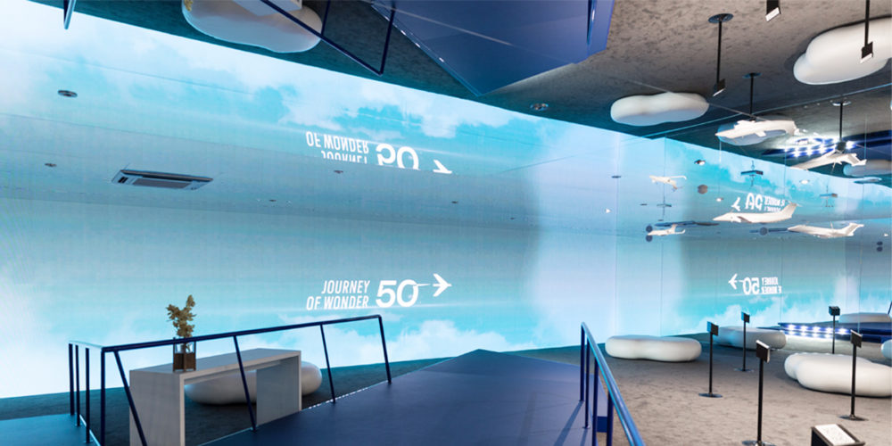 Embraer showcase an LED wall museum for their Journey of Wonder display